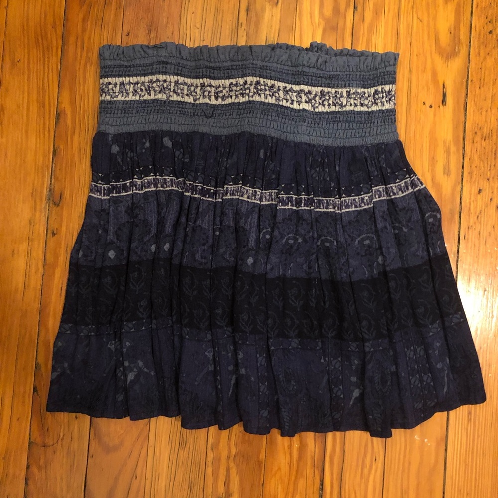 Ecoté Navy Blue Smocked Skirt
